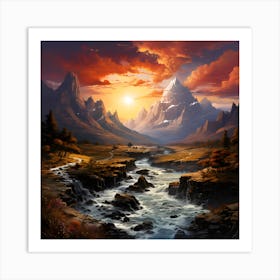 River Through The Mountains Art Print