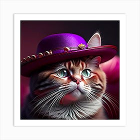 Cat In Hat Art Print