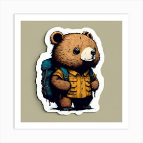 Bear With Backpack 3 Art Print