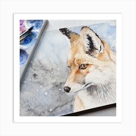 Fox Watercolor Painting Art Print