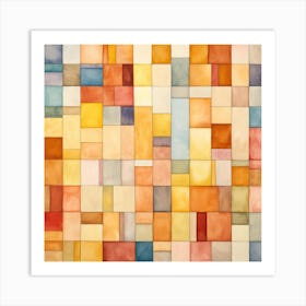 Abstract Watercolor Squares Art Print