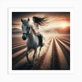 Girl Riding A Horse 7 Art Print