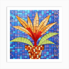 Mosaic Plant In A Pot Art Print