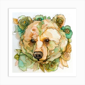 Bear With Roses 2 Art Print