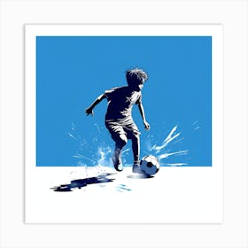 Boy Kicking Soccer Ball 2 Art Print