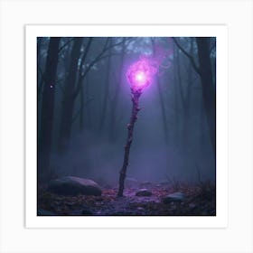 A Mystical Staff Glowing With Purple Energy In The Mist 1 Art Print