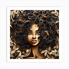 Afro Girl With Curls Art Print