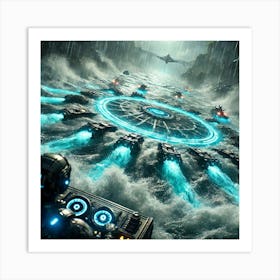 Cascade Sovereignty Scifi Aquashapers Manipulating Rivers Art Print