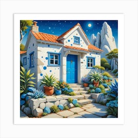 House With Blue Door Art Print