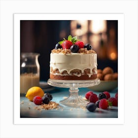 Cake With Berries Art Print