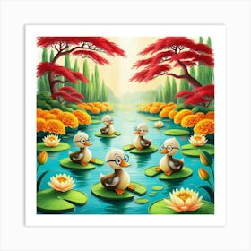 Ducks In The Pond 27 Art Print