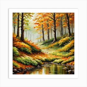 Forest In Autumn In Minimalist Style Square Composition 93 Art Print