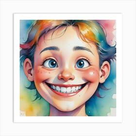 Girl With Colorful Hair 3 Art Print