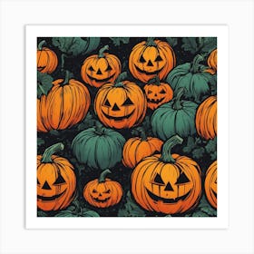 Halloween Pumpkins Seamless Pattern 2 Art Print