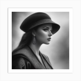 Portrait Of A Woman In A Hat Art Print