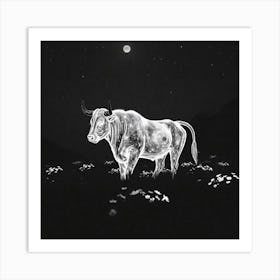 Bull At Night Art Print