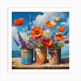 Rusted tin flower pots Art Print