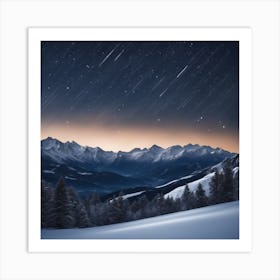 Night Sky With Star Trails Art Print