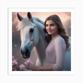 Girl With A Horse 10 Art Print