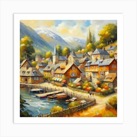 Village By The Lake Art Print