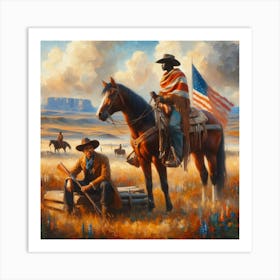 Cowboys On Horseback Art Print