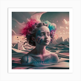 Girl In The Water 1 Art Print