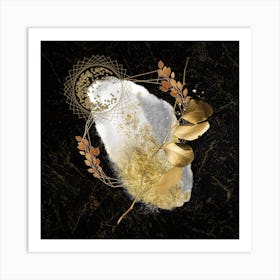 Luxurious White and Gold Leaf Art Print