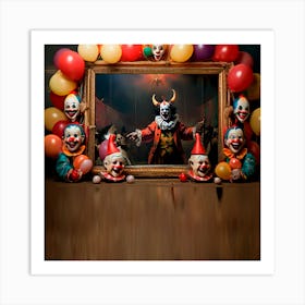 Clowns In A Frame Art Print