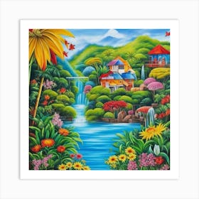 Tropical Landscape Painting 4 Art Print