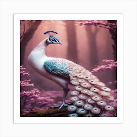 Peacock In The Forest Art Print