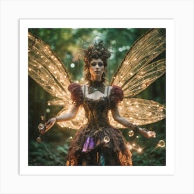 Steampunk Forrest Mistress of the Crystal Light Orbs Art Print