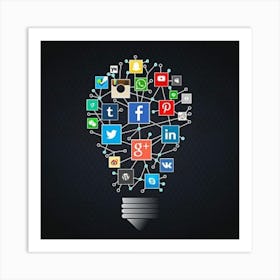 Social Media Light Bulb Art Print