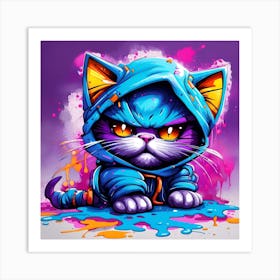 Purple Cat With Blue Eyes 12 Art Print