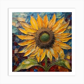 Expressionist on glass, Flower of Sunflowers 1 Art Print