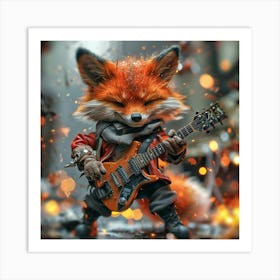 Fox Playing Guitar 2 Art Print