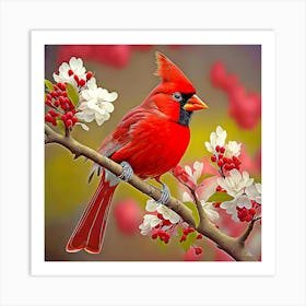 Cardinal Perched On A Branch 1 Art Print