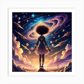 Girl In Space Art Print