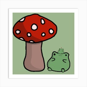 Frog And Mushroom Art Print