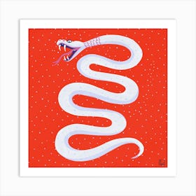 Red Snake Square Art Print