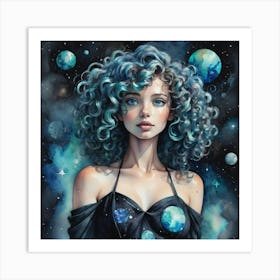 Girl In Space 3 Art Print