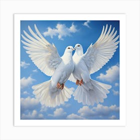 Doves In Flight Art Print