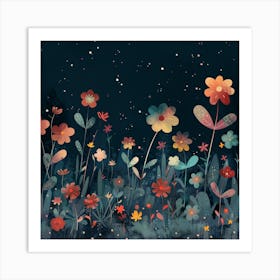 Night Time Flowers Art Print