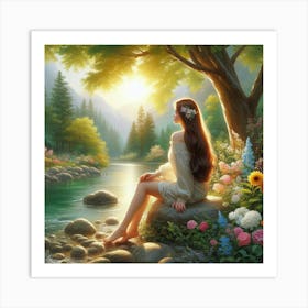 Girl By The River 1 Art Print