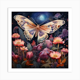 Butterfly In The Moonlight Art Print