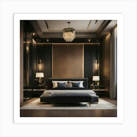 A High End Luxury Bedroom With Black Décor (6) Art Print