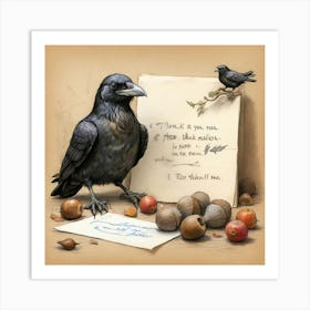 Crow And Nut Art Print