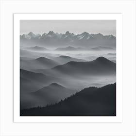 Mountains In The Fog Art Print