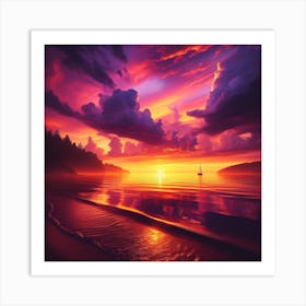 Sunset Over The Ocean Art Print