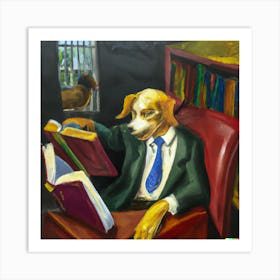 Abstract Oil Painting-Dog Lawyer In The Office Art Print