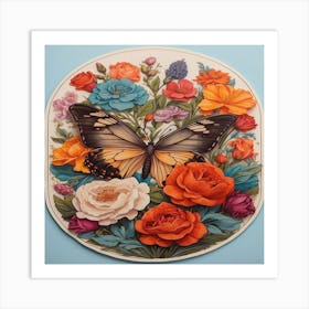 Butterfly And Flowers Art Print